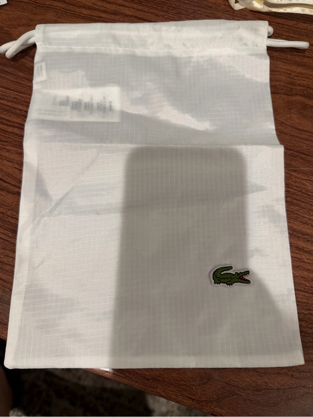 Lacoste White Interior Fabric Pouch with Care Tags